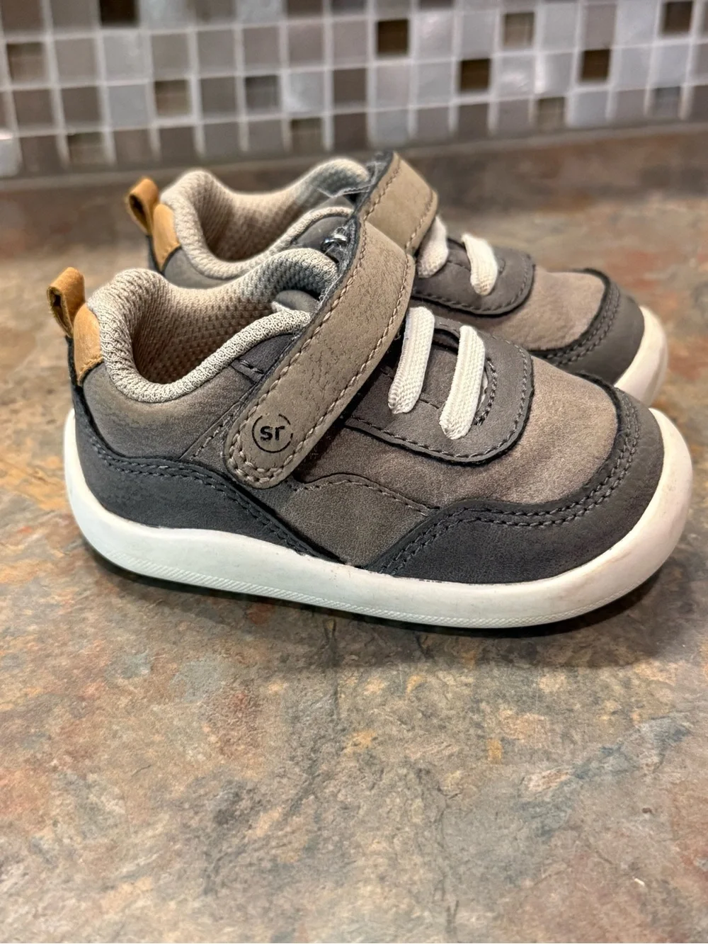 Stride Rite Gray and Dark Gray Toddler Velcro Sneakers